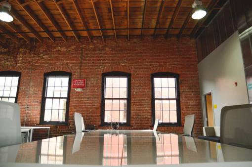 march office  startup  business  bricks  windows  chairs  table