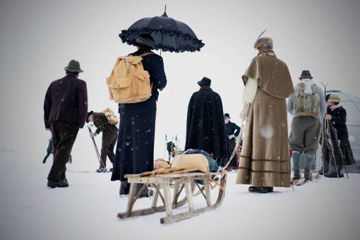 people  snow  winter  men  umbrella  clothing  cold