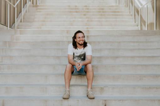 stairway-rock stairs  stairway  people  guy  man  sitting  alone