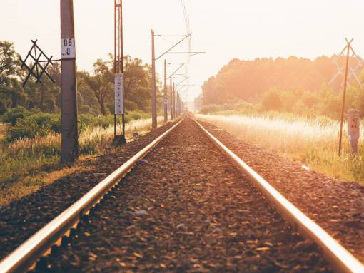 train tracks  railroad  railway  transportation  sunset  rural  nature
