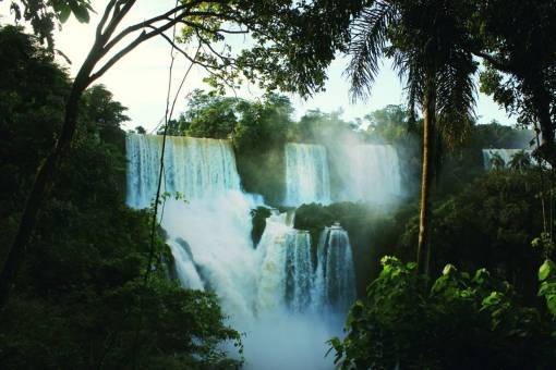 waterfalls  green  grass  hill  trees  water  stream