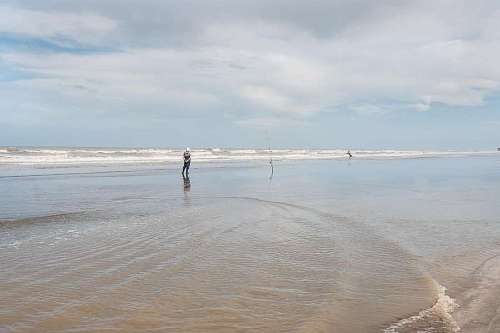 distance A person fished in the distance on the Argentine altlantic coast