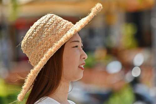 asian side hat hairstyle smile pretty portrait happiness gorgeous 