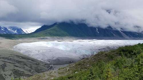 crater ice mountain field crater volcanic landscape land glacier mountains snow nature