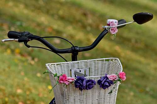 wicker wicker steering bicycle container romantic basket wheel leisure outdoors nature