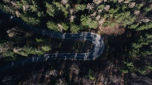 vista aérea carretera viajes de aventura árboles verdes