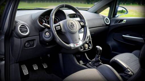 direccion coche, vehículo, interior, negro, volante, vauxhall