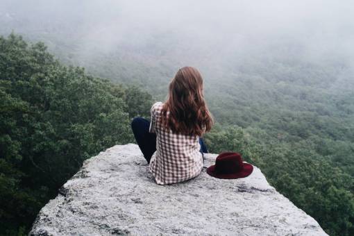 brunette girl  woman  people  brunette  long hair  rock  mountains