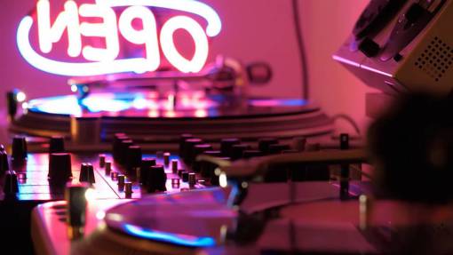 letrero letrero de neón música disco de vinilo audio escuchar