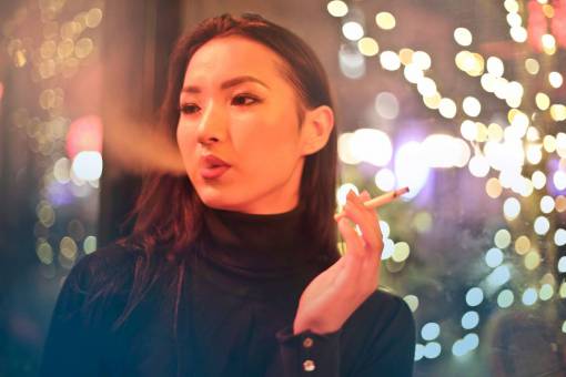 cigarette pretty  woman  smoking  cigarette  blow  smoke  bokeh