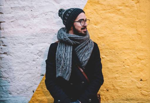 jacket beanie  scarf  jacket  cold  eyeglass  clothing  fashion