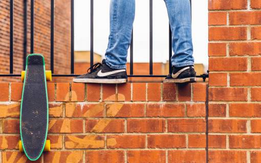 sneakers bricks  wall  brickwork  people  sneakers  skateboard  adventure
