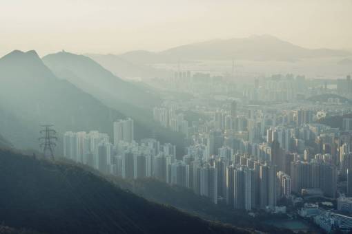 vista aerea ciudad hong kong edificios ocupado centro paisaje aéreo
