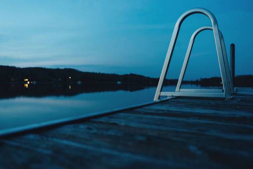 step dock  ladder  steps  lake  water  night  reflection