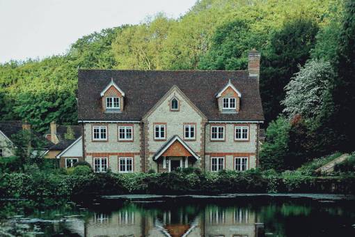 pond house  home  mansion  residence  neighborhood  neighbors  windows