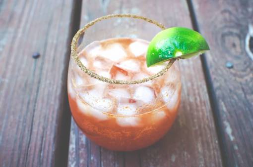 lemon michelada  alcohol  cinco do mayo  glass  drink  lemon wedge  red