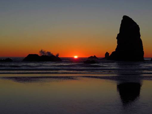 ocean  beach  sunset  rocks  waves  water  sea