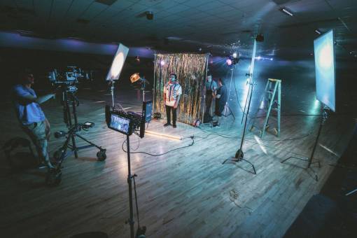video producción de video grabar equipo de tecnología de luces