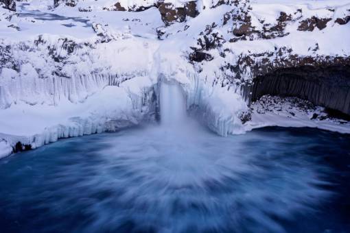 cascade waterfall  iceberg  snow  winter  mountain  hill  water
