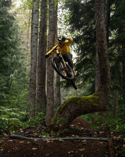 bicycle adventure cycling man;cyclist;mountain bike;forest;jumping outdoors men nature extreme sports