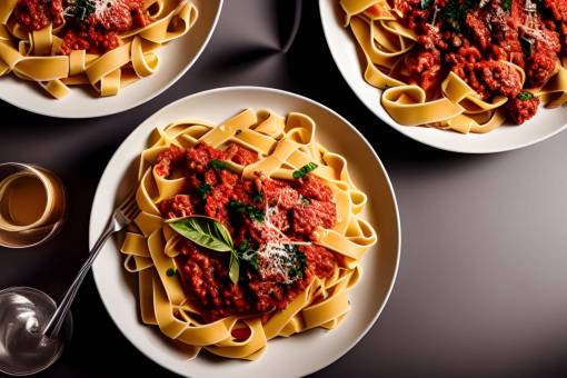 mesa gourmet fideos tomate almuerzo pasta comida