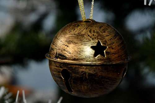 bell-tower christmas tree bronze decoration hanging bell outdoors traditional wood 