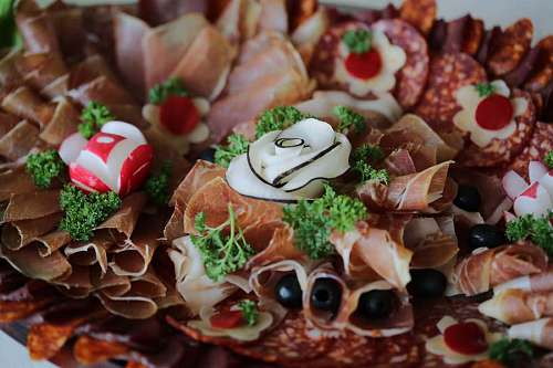 sausage pork salami loin radish sausage parsley appetizer olive delicious