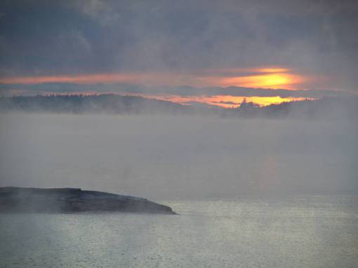 foggy  sunrise  landscape  clouds  sky  sun  water