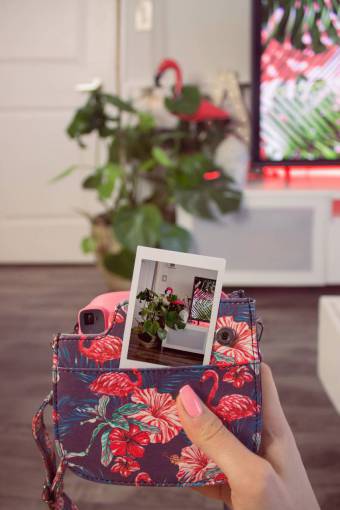 television foto polaroid diseño de interiores televisión rosa monedero casa