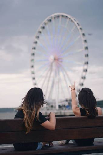 lady women  girls  ladies  people  friends  bonding  ferris wheel
