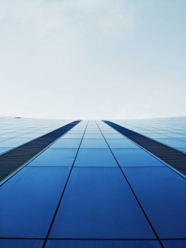 sunlight Bottom view of a glazed building