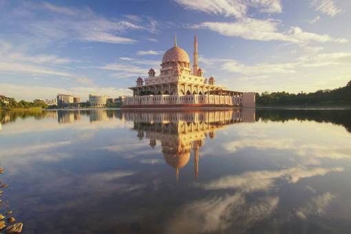 mosque-white building  lake  reflection  architecture  infrastructure  trees  view