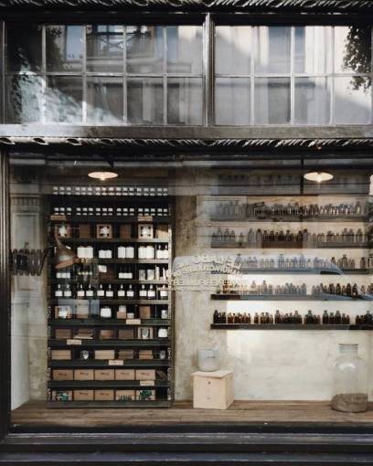 shelf building  perfume  shelf  bottles  boxes  store

