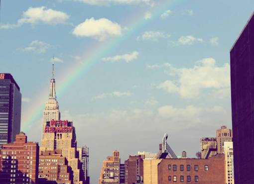 nueva york edificios ciudad urbana nueva york cielo nubes arco iris