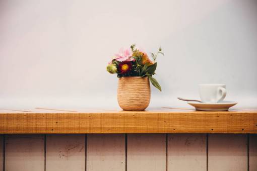 elaborate cafe  window  cup  flowers  countertop  breakfast  coffee