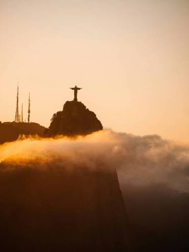 landscape Iconic View of Christ the Redeemer Statue Overlooking Rio de Janeiro, Brazil ? World-Famous Landmark and Cultural Symbol
