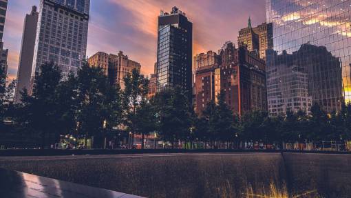 memoria puesta de sol de nueva york cielo de verano dramático ee.