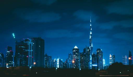 sunset Skyline of Dubai City