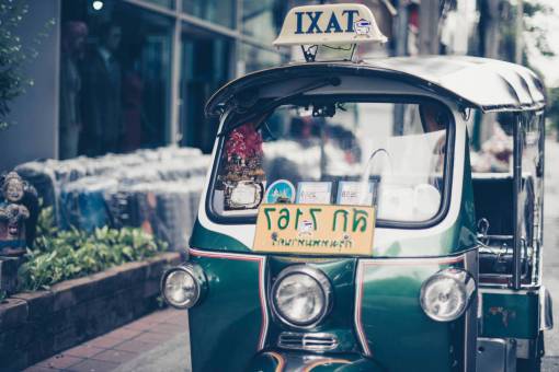 taxi tricycle  lights  vehicle  asian  transportation  road  bricks