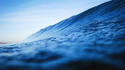 sunset Wave forming on the sea coast