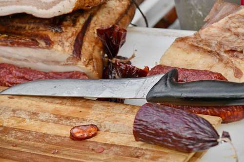 sausage beacon pork ham knife organic handmade sausage steak meal kb