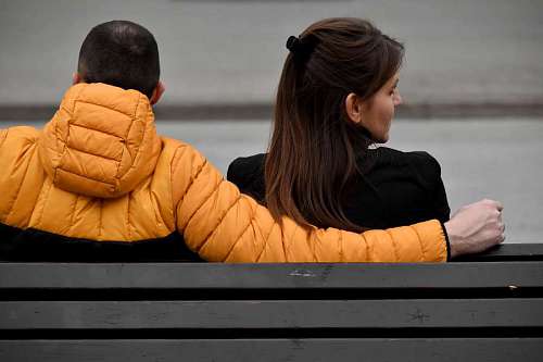boyfriend boyfriend girlfriend couple bench hug togetherness affection