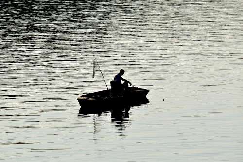 fishing silhouette boat shadow lake fishnet gear fisherman water river device
