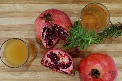 Jugo de fruta, romero, granada tropical, semilla de cítricos, producir madera vegetal