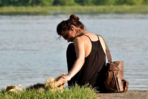 enjoying-life grass dog enjoying nature water pretty summer hairstyle riverbank