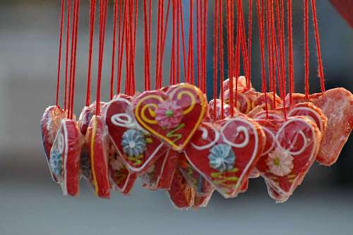 hearts hanging valentine traditional decoration celebration bright valentines 