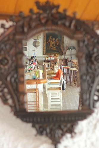 cafeteria Reflejo de espejo muebles de cafetería restaurante marco interior bastante