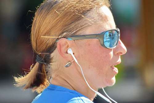 earphones side pretty face ear reflection woman portrait sunglasses earphones skin