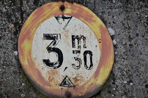 height sign concrete traffic warning control dirty street height urban steel