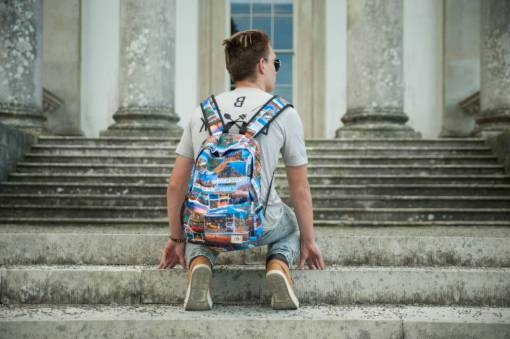 backpacking boy  travel  backpack  male  person  stairs  sunglasses